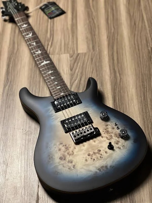 PRS SE "Exotic" Custom 24-08 Poplar Burl in Lake Blue Midnight Burst